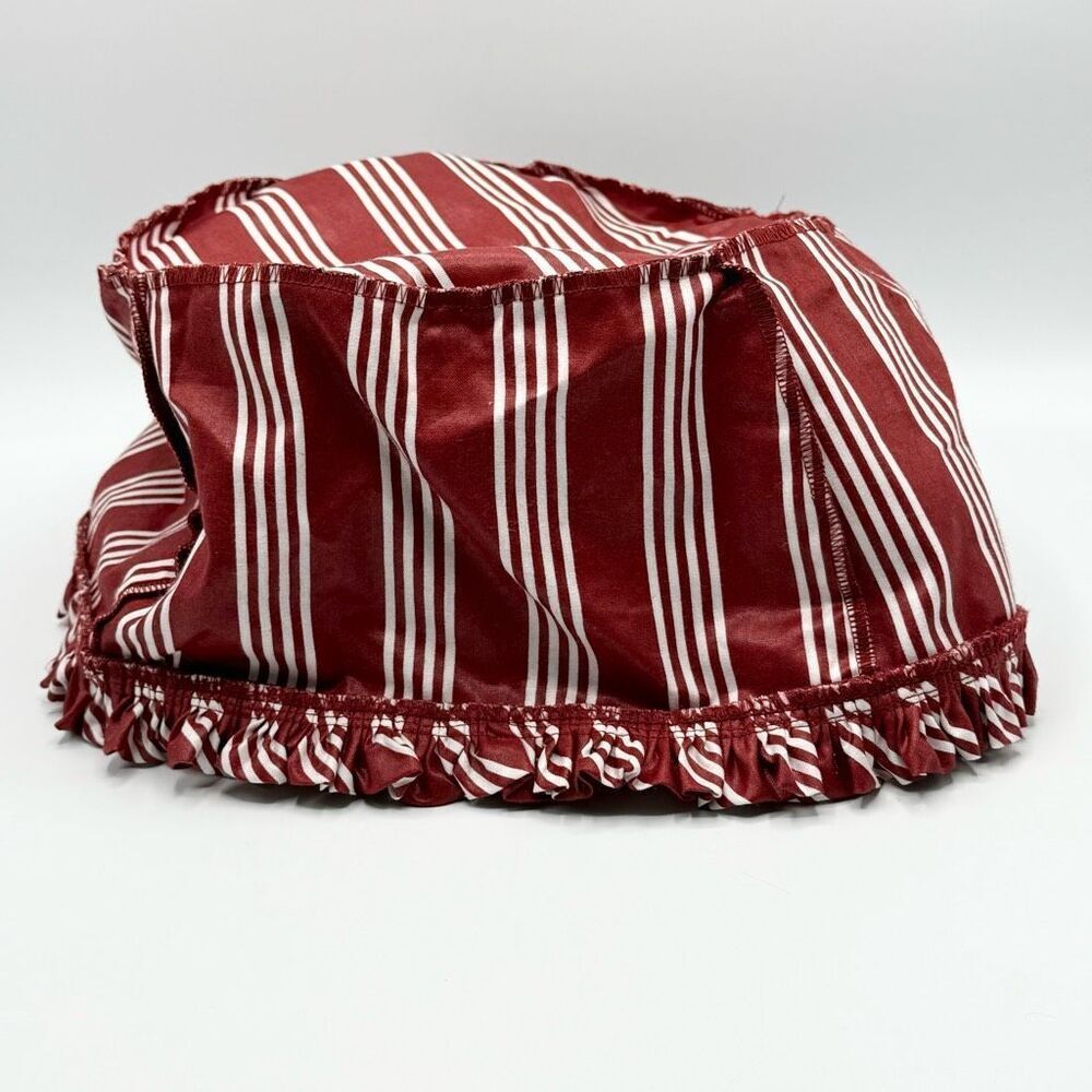Longaberger Fabric 1998 Basket Liner Round Winter Wishes Red Stripe Insert for B
